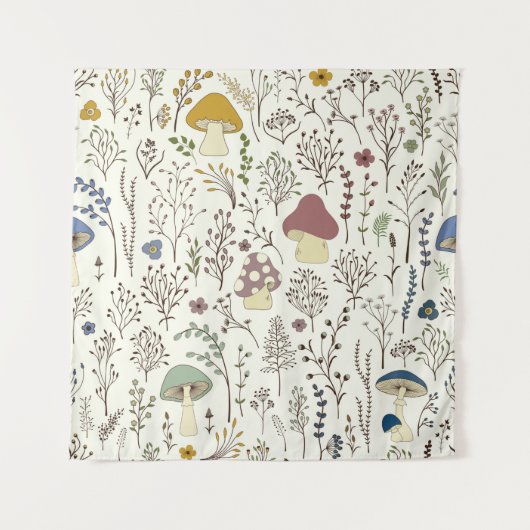 シームレスなパターン。一連のカラフル野生植物と  タペストリー (正面)