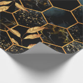 シームレスなパターン（大理石六角形と金色のレール） ラッピングペーパー (角)