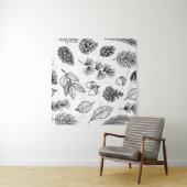 シームレスなパターン。手書きヴィンテージイラストレーション タペストリー (インサイチュ(横))