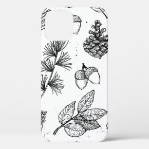 シームレスなパターン。手書きヴィンテージイラストレーション iPhone 12ケース