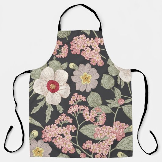 シームレスなパターン。美しい布の花が咲くリアル エプロン (正面)