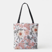 シームレスなパターン。美しい布の花が咲くリアル トートバッグ (裏面)