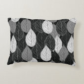 シームレスなパタ葉ーン。手描きモノクロム アクセントクッション (裏面)