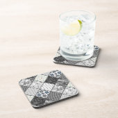 シームレスなパッチワーク・モノクロム黒灰色ホワイト模様 コースター (右側)