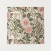 シームレスなパリの壁紙。ヴィンテージ新聞 タペストリー (正面(横))