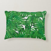 シームレスなパームモンステラホワイトグリーントロピック アクセントクッション (裏面)