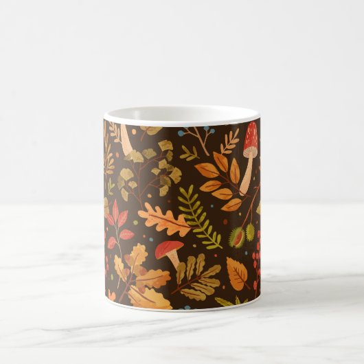 シームレスなパ飾ターンと紅葉、 コーヒーマグカップ (中央)