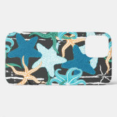 シームレスなヒトデ模様。手描きヒトデ Case-Mate iPhoneケース (裏面 (横))