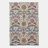 シームレスなピンクとブルーのフローラルパターン キッチンタオル (縦)