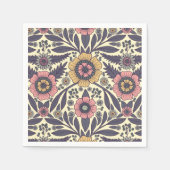 シームレスなピンクとブルーのフローラルパターン スタンダードカクテルナプキン (正面)