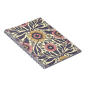 シームレスなピンクとブルーのフローラルパターン ノートブック (右側)