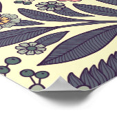 シームレスなピンクとブルーのフローラルパターン ポスター (角)