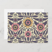 シームレスなピンクとブルーのフローラルパターン ポストカード (正面/裏面)