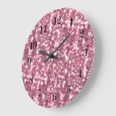 シームレスなピンクの銀色のキラキラ輝く輝きグリッターコン ラージ壁時計 (傾斜)