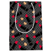 シームレスなファッション化粧品の赤い口紅水玉模様 ミディアムペーパーバッグ (正面)