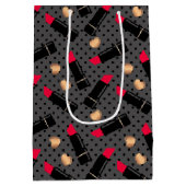 シームレスなファッション化粧品の赤い口紅水玉模様 ミディアムペーパーバッグ (裏面)