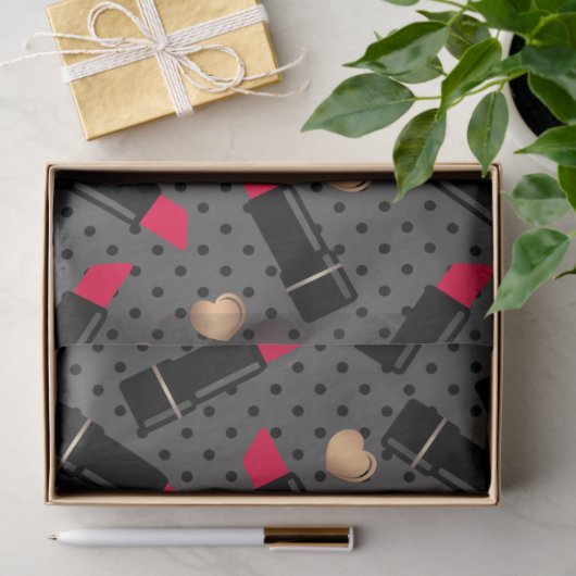 シームレスなファッション化粧品の赤い口紅水玉模様 薄葉紙 (ギフト)