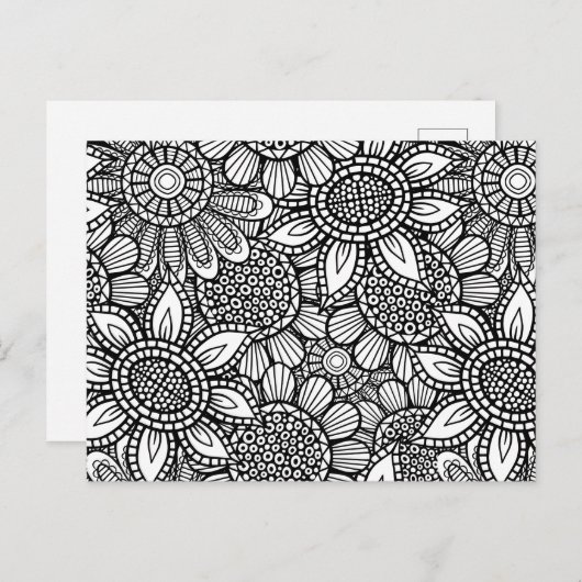 シームレスなフォークアートフローラドールパターン ポストカード (正面/裏面)