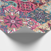 シームレスなフローラパッチワークパターン。ヴィンテージ市松模様に ラッピングペーパー (角)