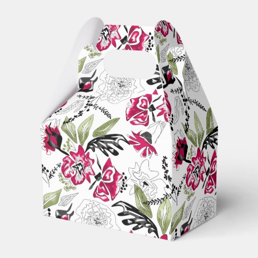 シームレスなフローラピンク葉の花水色部分 フェイバーボックス (正面サイド)