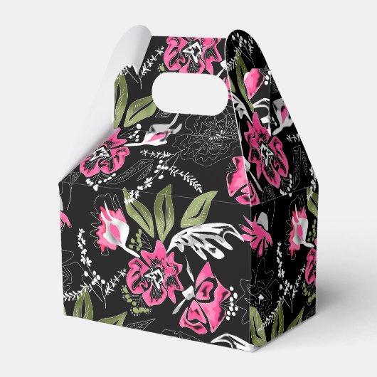 シームレスなフローラピンク葉の花水色部分 フェイバーボックス (正面サイド)