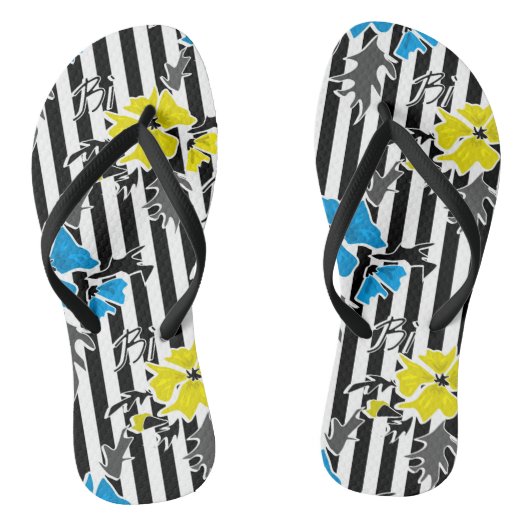 シームレスなフローラブルー黄色の花グレイの葉 ビーチサンダル (ソール)