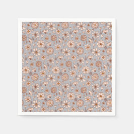 シームレスなフローラルパターングレー スタンダードカクテルナプキン