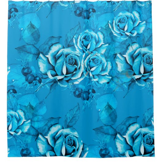 シームレスなフローラルパターン。水彩要素。モード シャワーカーテン (正面)