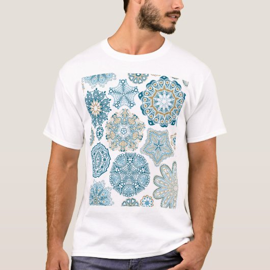 シームレスなフローラ四角形:タイリングのコピー Tシャツ (正面)