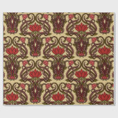 シームレスなフローラ壁紙(アールヌーボースタイル、VI) ラッピングペーパー (フラット)