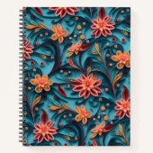 シームレスなフローラ紙パターンスパイラルノートブック ノートブック (正面)