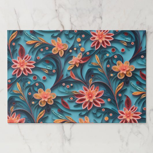 シームレスなフローラ紙パターンティアウェイランチョンマット ペーパーパッド (正面)