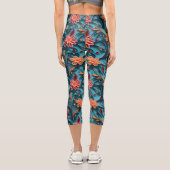 シームレスなフローラ紙パターン高ウェイストキャプリス カプリレギンス (裏面)