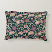 シームレスなフローラ背景。ピンクの花と葉 アクセントクッション (裏面)