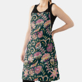 シームレスなフローラ背景。ピンクの花と葉 エプロン (インサイチュ)