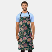 シームレスなフローラ背景。ピンクの花と葉 エプロン (着用した状態)