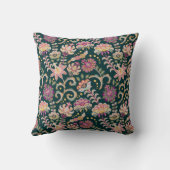 シームレスなフローラ背景。ピンクの花と葉 クッション (裏面)