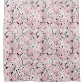 シームレスなフローラ葉春の花分岐ピン シャワーカーテン (正面)