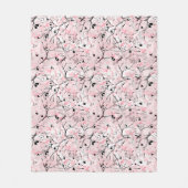 シームレスなフローラ葉春の花分岐ピン フリースブランケット (正面)