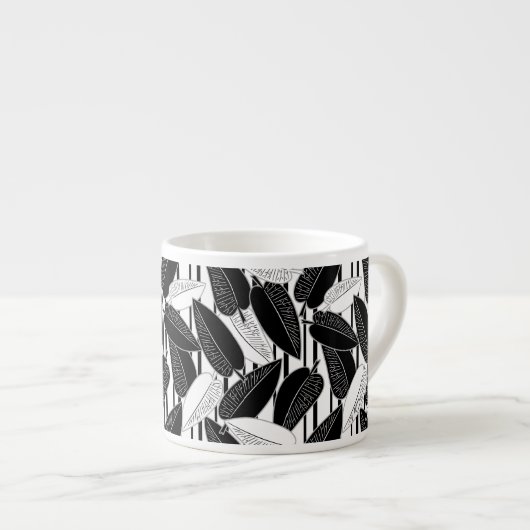 シームレスなフローラ葉熱帯フィクス装飾d エスプレッソカップ (正面右)