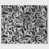 シームレスなブラックとシルバーの基本パッテン–22 ラッピングペーパー (フラット)