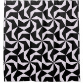 シームレスなブラックとピンクの抽象芸術幾何学六角形 シャワーカーテン (正面)