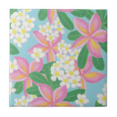 シームレスなプルメリアパターンアートプリント タイル (正面)