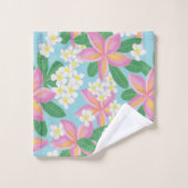 シームレスなプルメリアパターンアートプリント バスタオルセット (ウォッシュタオル)