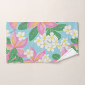 シームレスなプルメリアパターンアートプリント バスタオルセット (ハンドタオル)