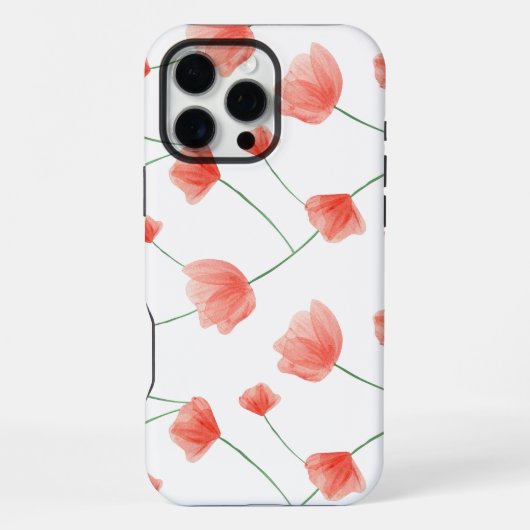 シームレスなポピーの花の背景 iPhoneケース (裏面)