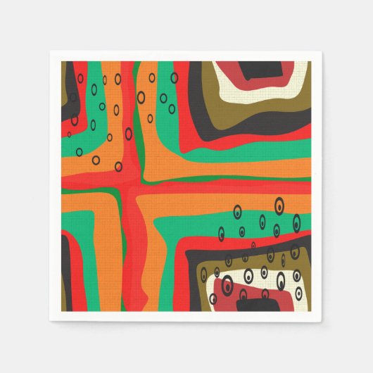 シームレスなモダン抽象芸術レトロカラーパターンまたは スタンダードカクテルナプキン (正面)