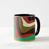 シームレスなモダン抽象芸術レトロカラーパターンまたは マグカップ (正面右)