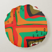 シームレスなモダン抽象芸術レトロカラーパターンまたは ラウンドクッション (裏面)