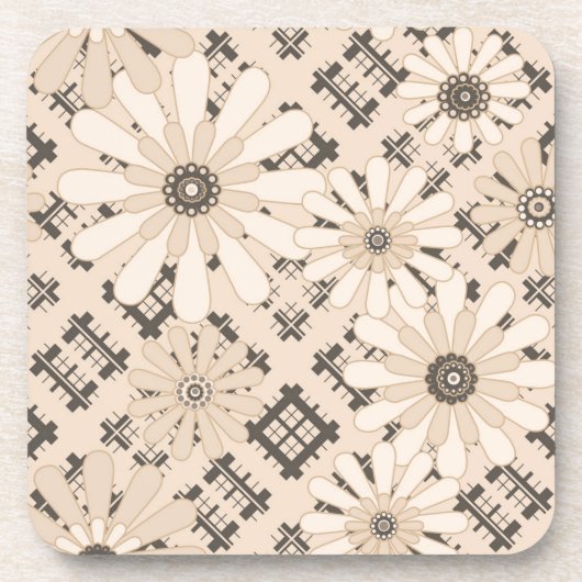 シームレスなモダン抽象芸術plaidフローラ コースター (正面)